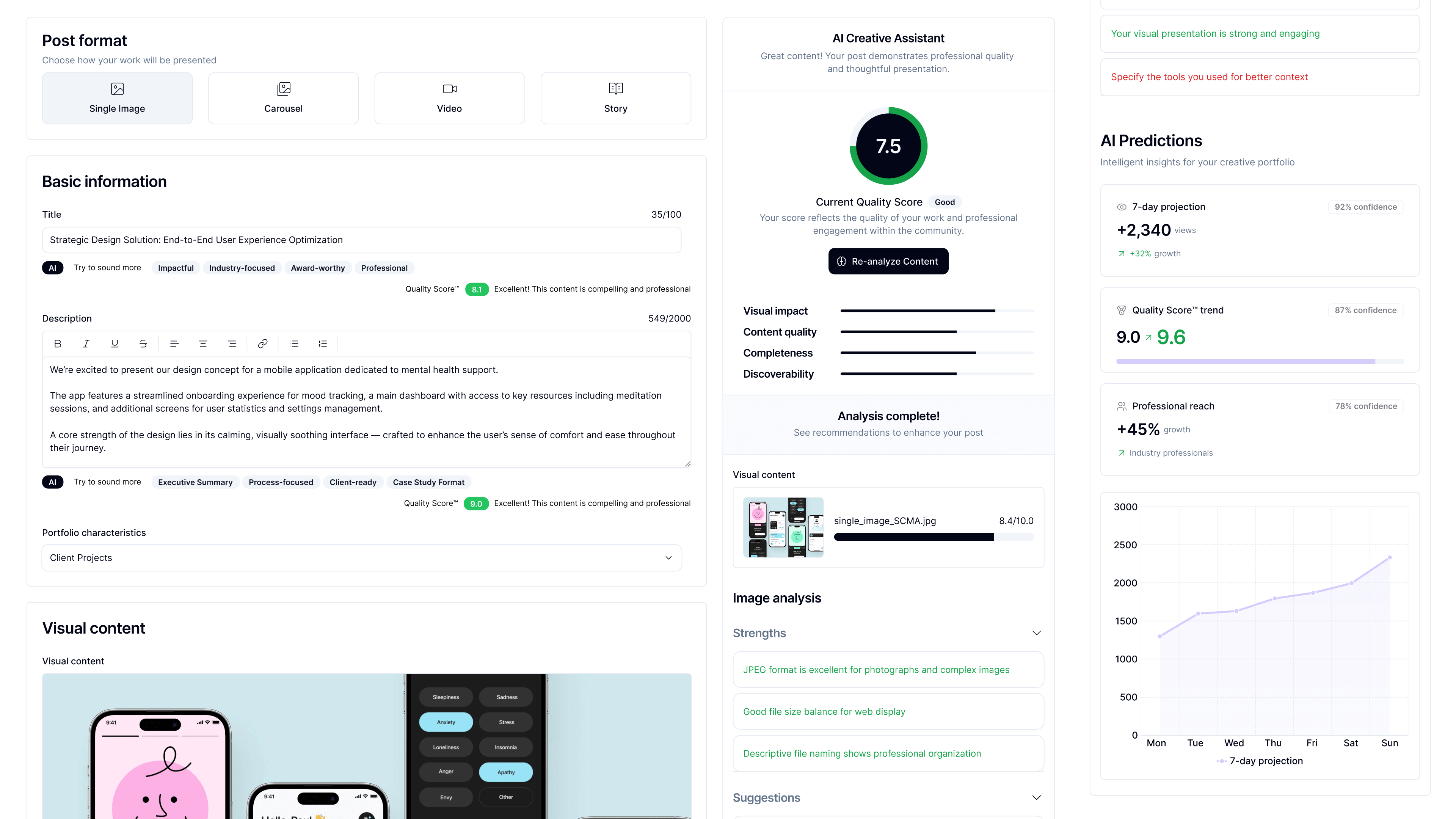 and AI assistance that helps you improve your design and copy,